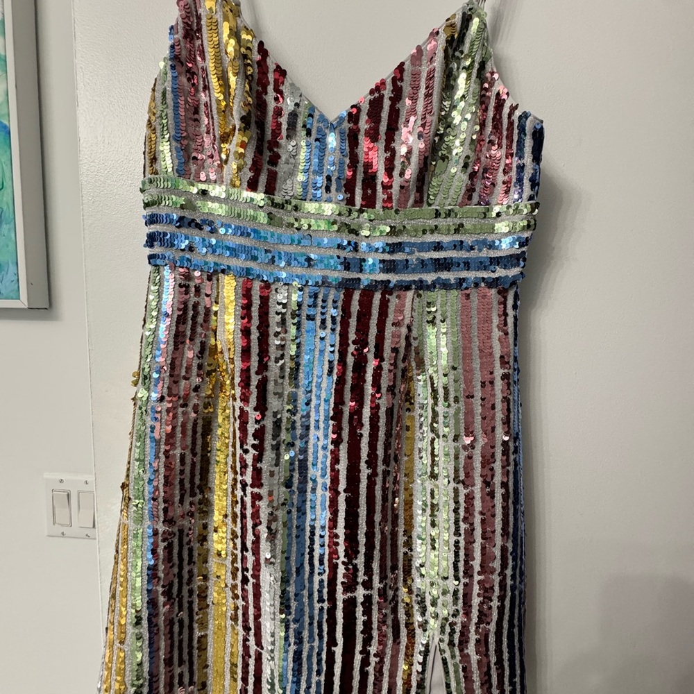 SAYLOR Purple Silver Sequin Midi Sundress - Picture 2 of 6